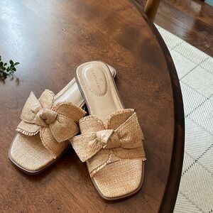 Bandolino Tan Woven Bow Sandals